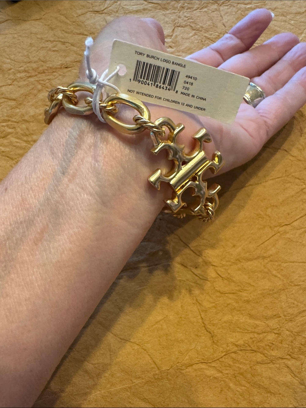 Tory Burch Gold Logo Charm Chain Bracelet - Picture 11 of 14